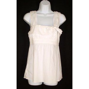 BCBG Max Azria Top S White Sleeveless Tank Zipper Back Bow Detail